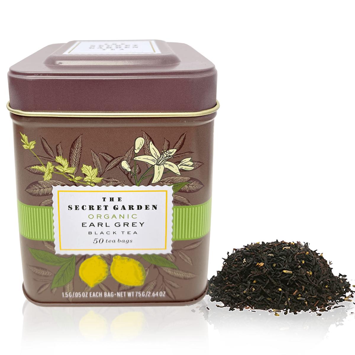 Elephant Park Premium USDA Organic Earl Grey Tea Bags - 50 Pack Designer Tin, Naturally Caffeinated, Full Bodied Flavor, Keto Friendly