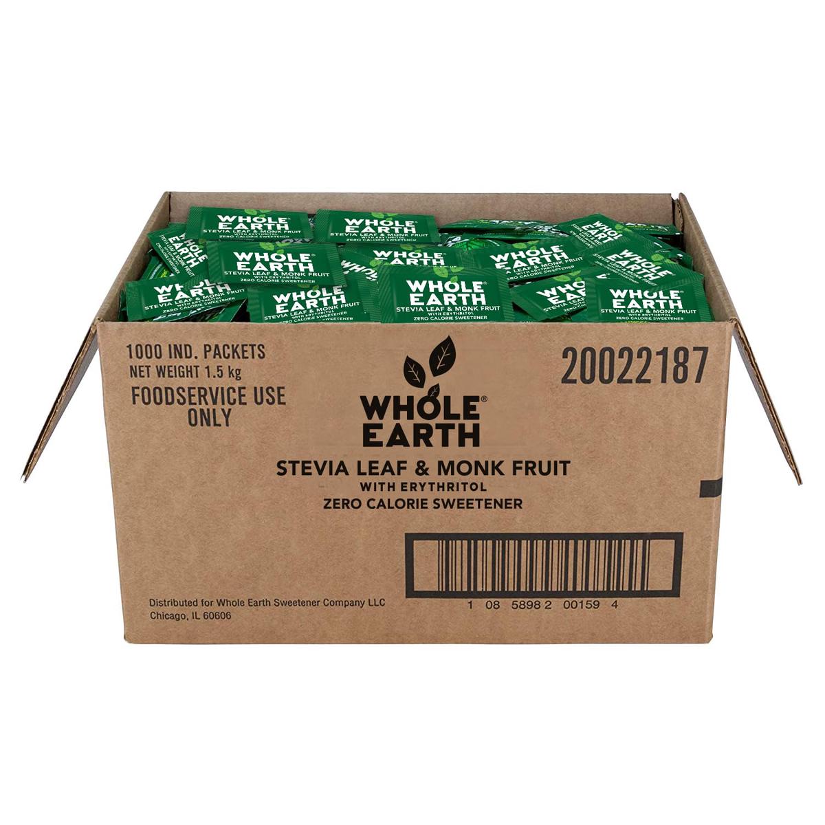 Whole Earth Sweetener Co. Stevia and Monk Fruit Sweetener  Erythritol Sweetener  Sugar Substitute  Zero Calorie Sweetener  1 000 Stevia Packets (Packaging May Vary)  70.54 Ounce