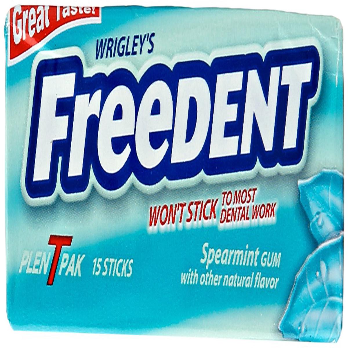 Wrigleys Freedent Gum Plen T Packs, Spearmint, 15 ct