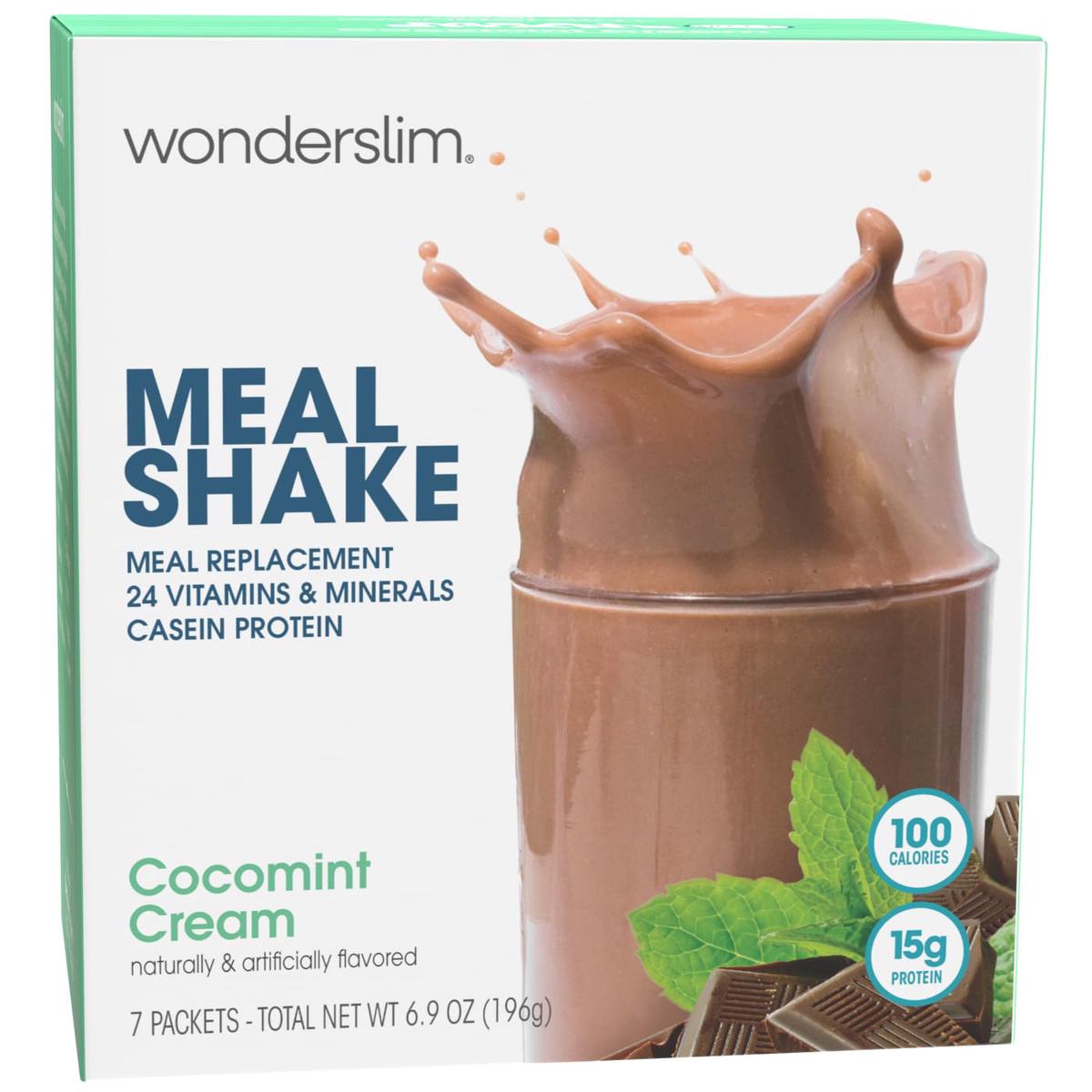 Wonderslim Meal Replacement Shake, Cocomint Cream, 15G Protein, 24 Vitamins & Minerals, Gluten Free (7Ct)