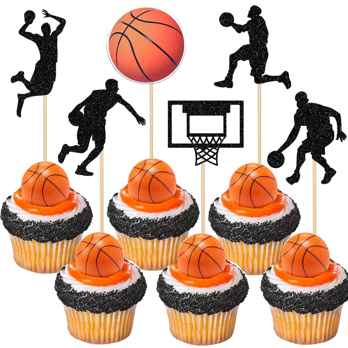 24 Pcs Basketball Cupcake Toppers Sports Fan Basketball Backboard Cupcake Picks For Baby Shower Players Sports Theme Birthday Party Cake Decorations Supplies