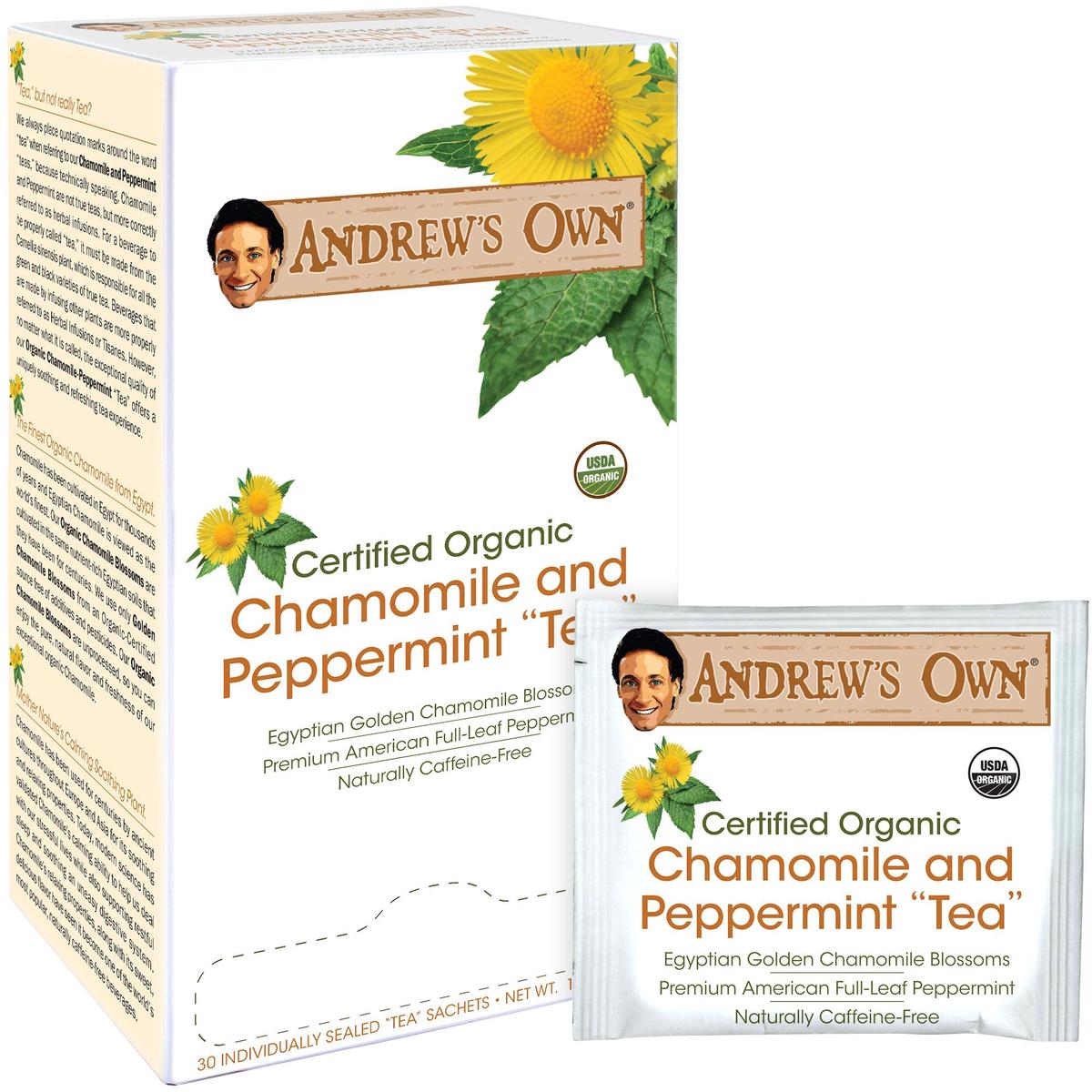 ANDREW LESSMAN Chamomile and Peppermint Tea - Caffeine-Free, 30 Sachets, Organic Blend