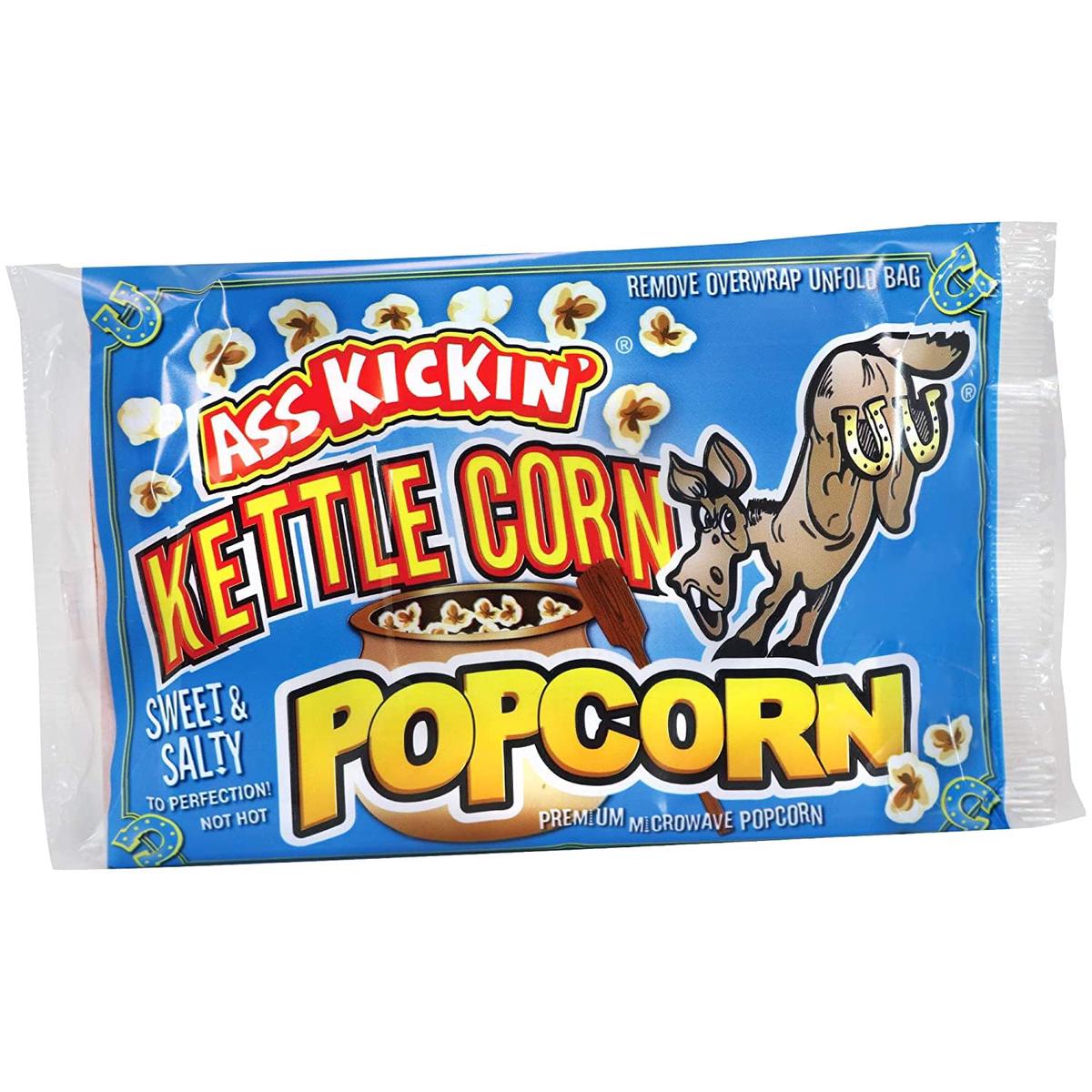 ASS KICKIN Kettle Corn Microwave Popcorn - 3 Pack - Gourmet Snack for Movie Night