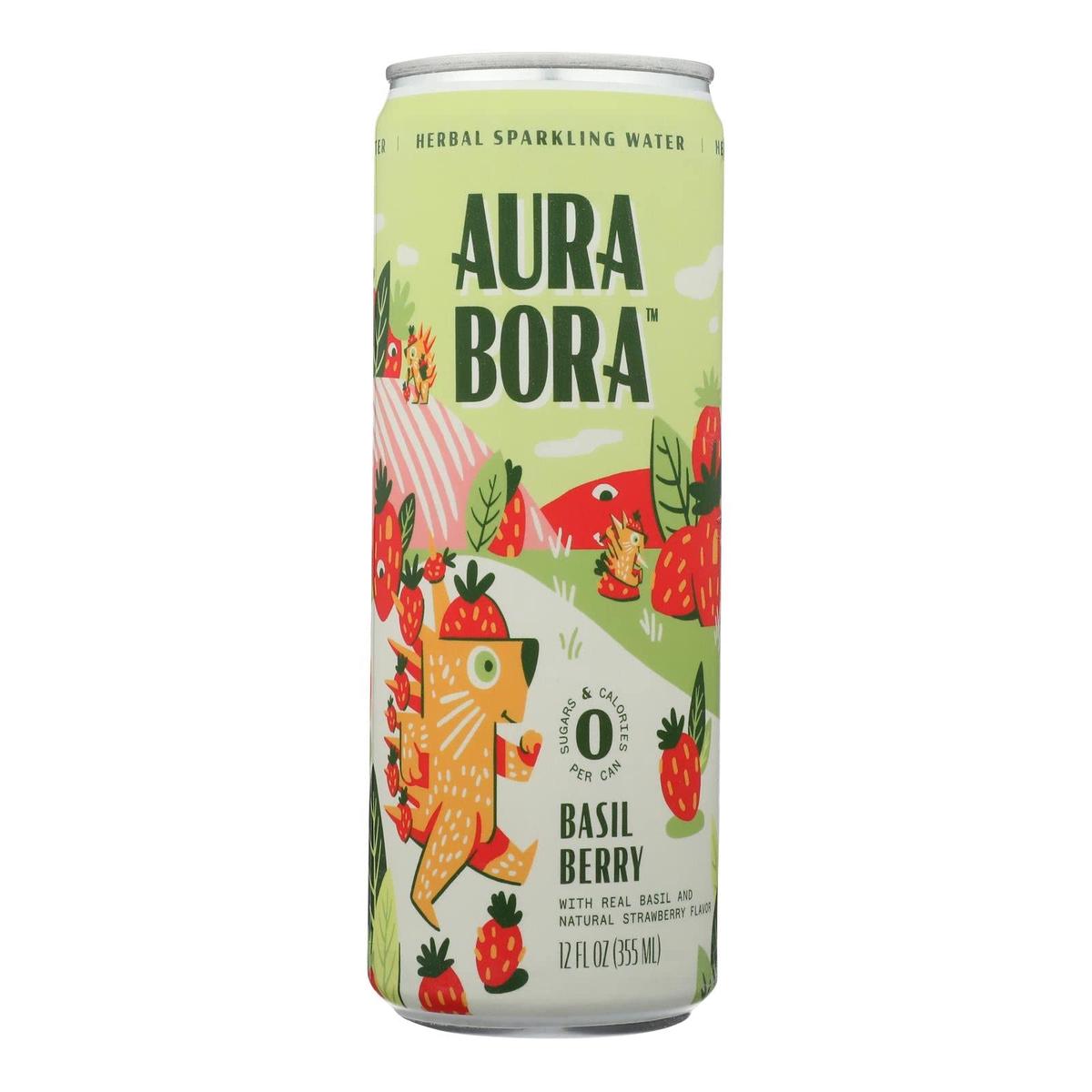 Aura Bora Herbal Sparkling Water Basil Berry, 12 Ounce