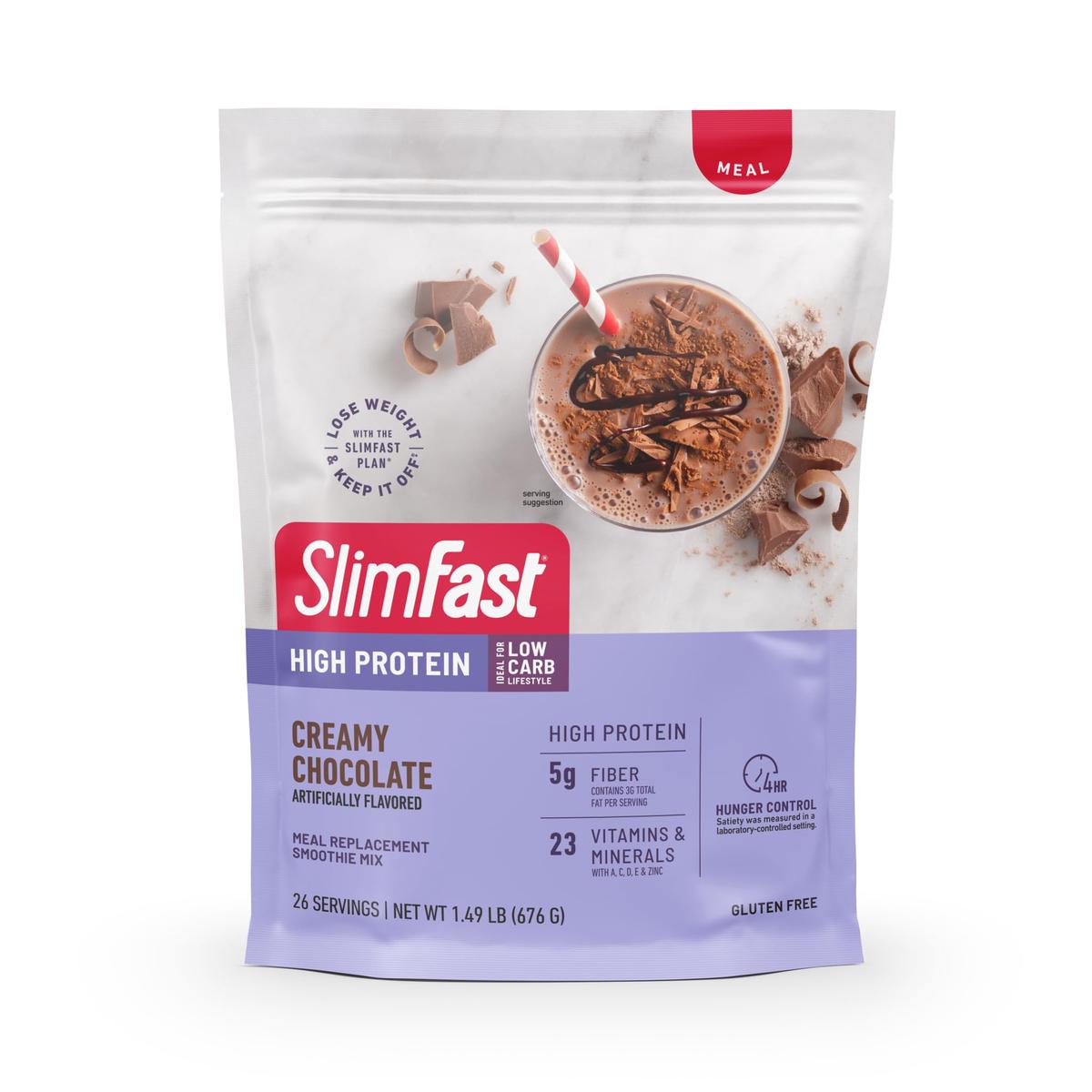 SlimFast High Protein Meal Replacement Powder, Gluten Free, 23.84 oz, Creamy Milk Chocolate