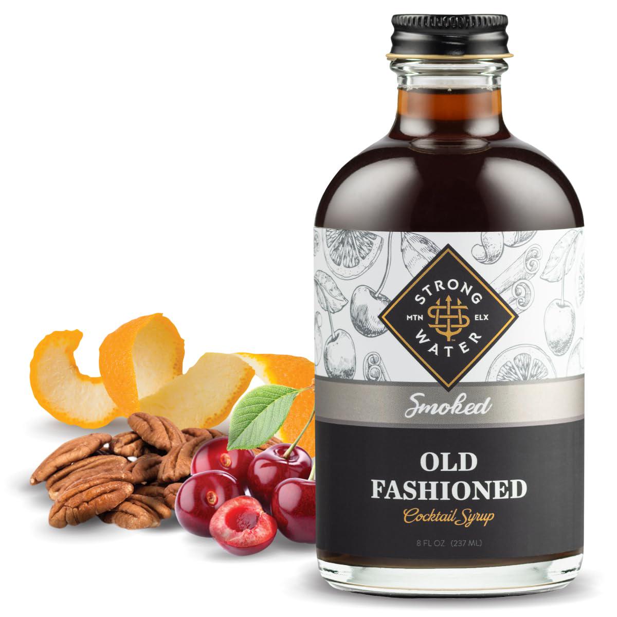 Strongwater Smoked Old Fashioned Cocktail Mixer - Handcrafted Syrup with Tea, Sugar, Citrus & Cherry - 8 Fl Oz