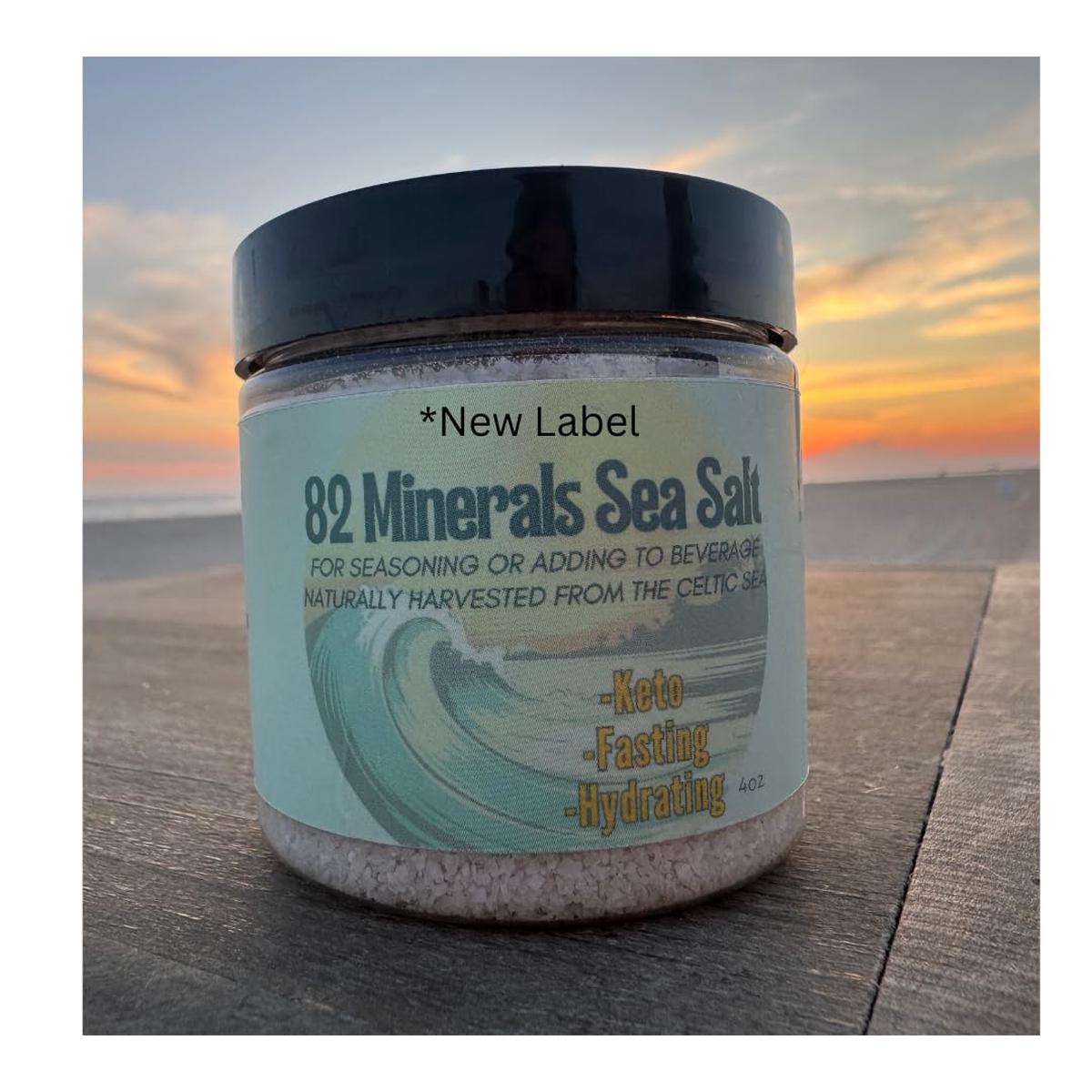 82 Minerals Celtic Sea Salt - Fine Hand Harvested Sea Salt, 4 oz, Organic, Vegan, Kosher
