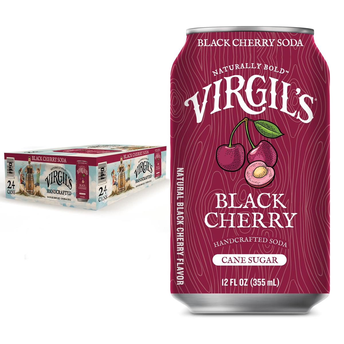 Virgils Handcrafted Black Cherry Soda - Tang Bold Flavor - 12oz Cans, 24 Pack