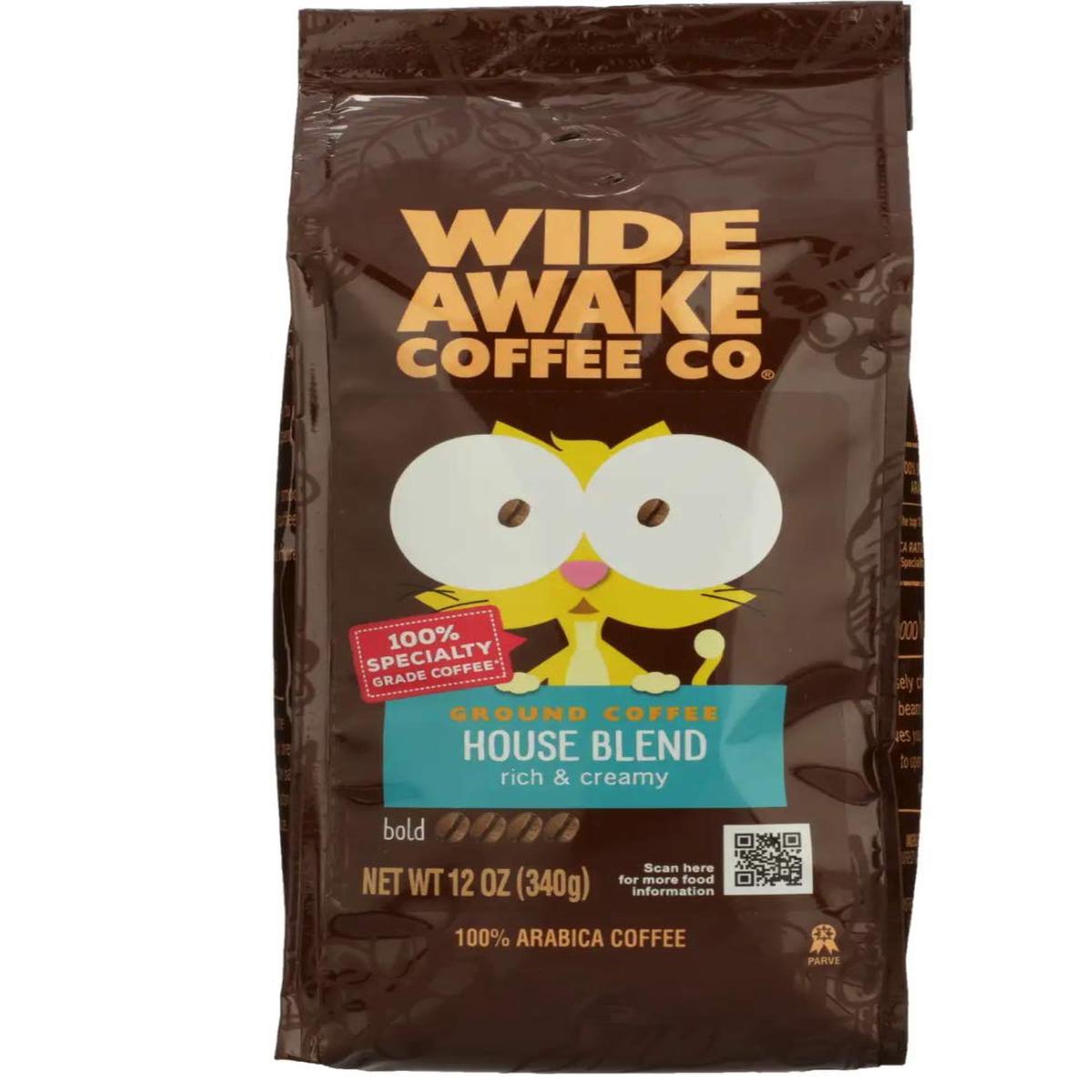 Wide Awake Coffee House Blend Ground Coffee, 12 Ounce - Rich Flavor, Perfect for Home Brewing