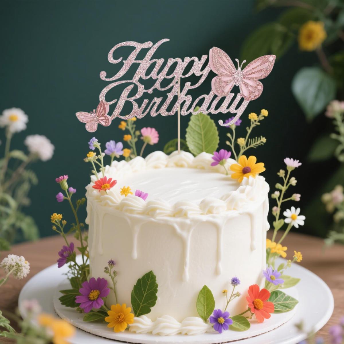 ALISSAR Rose Gold Butterfly Cake Topper, 3D Handmade Decoration for Womens Birthday Party, Model: butterfly-1-rose gold