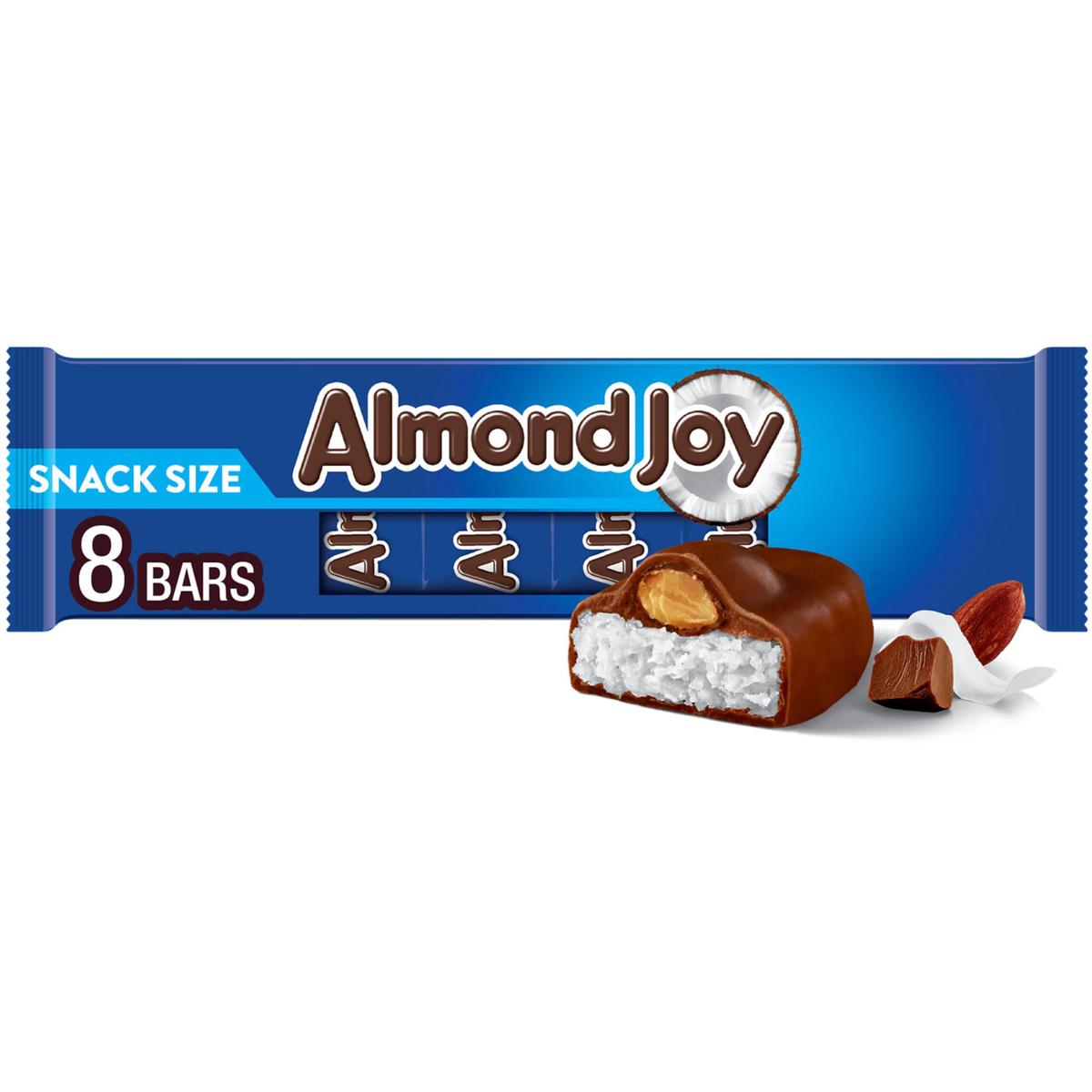 ALMOND JOY Coconut and Almond Chocolate Snack Size, Candy Bars, 0.6 oz (8 Count)
