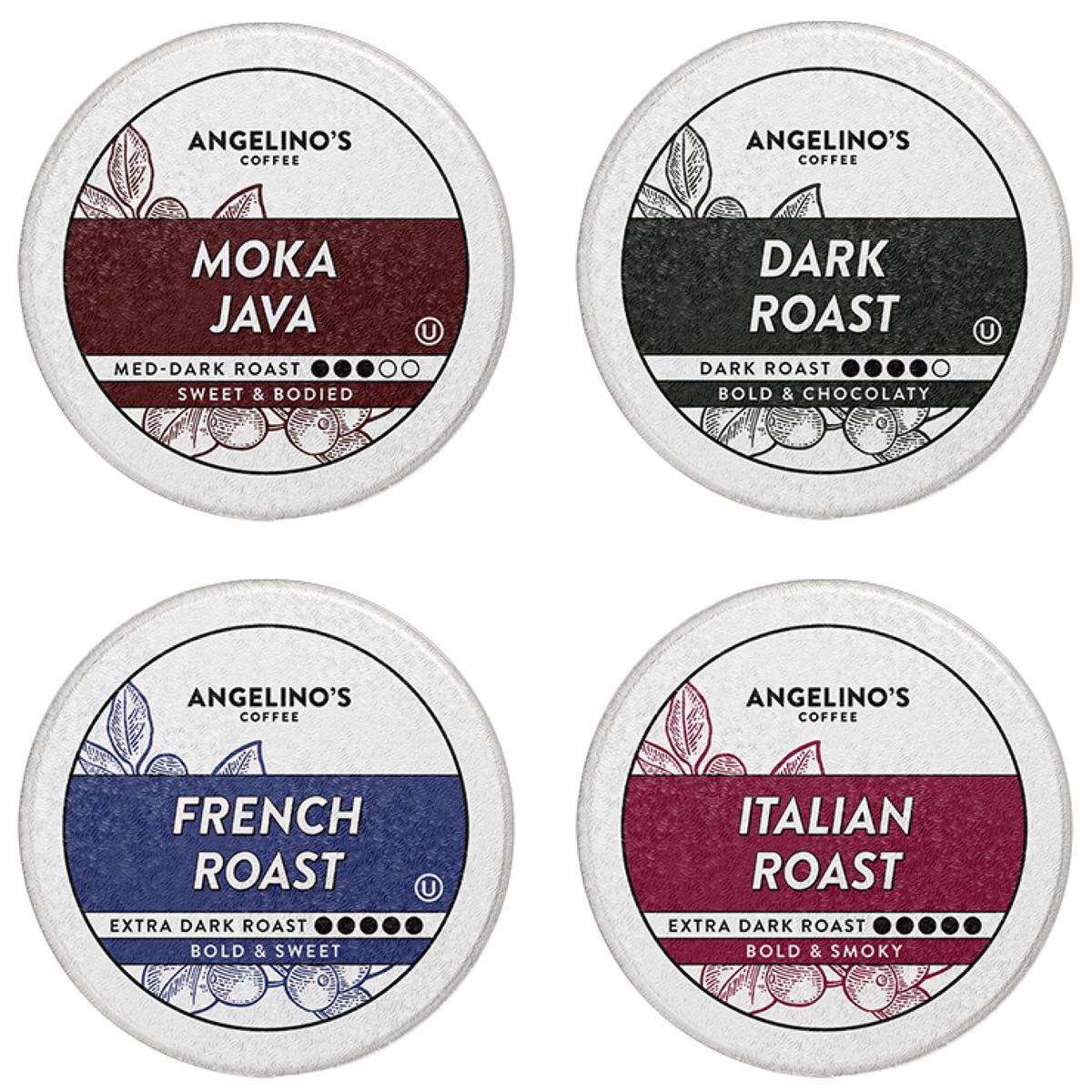 Angelinos Coffee Dark Roast K-Cup Pods Compatible with Keurig 2.0, 96 Count, 1 Pack
