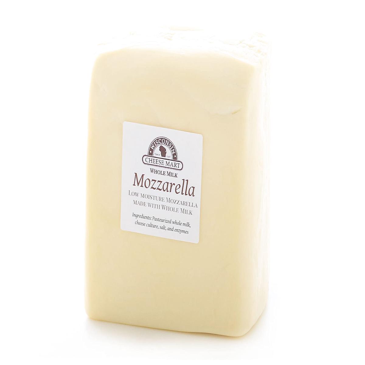 Wisconsin Cheese Mart Whole Milk Mozzarella Cheese  Low Moisture, Creamy & Stretchy, 3 lb Loaf