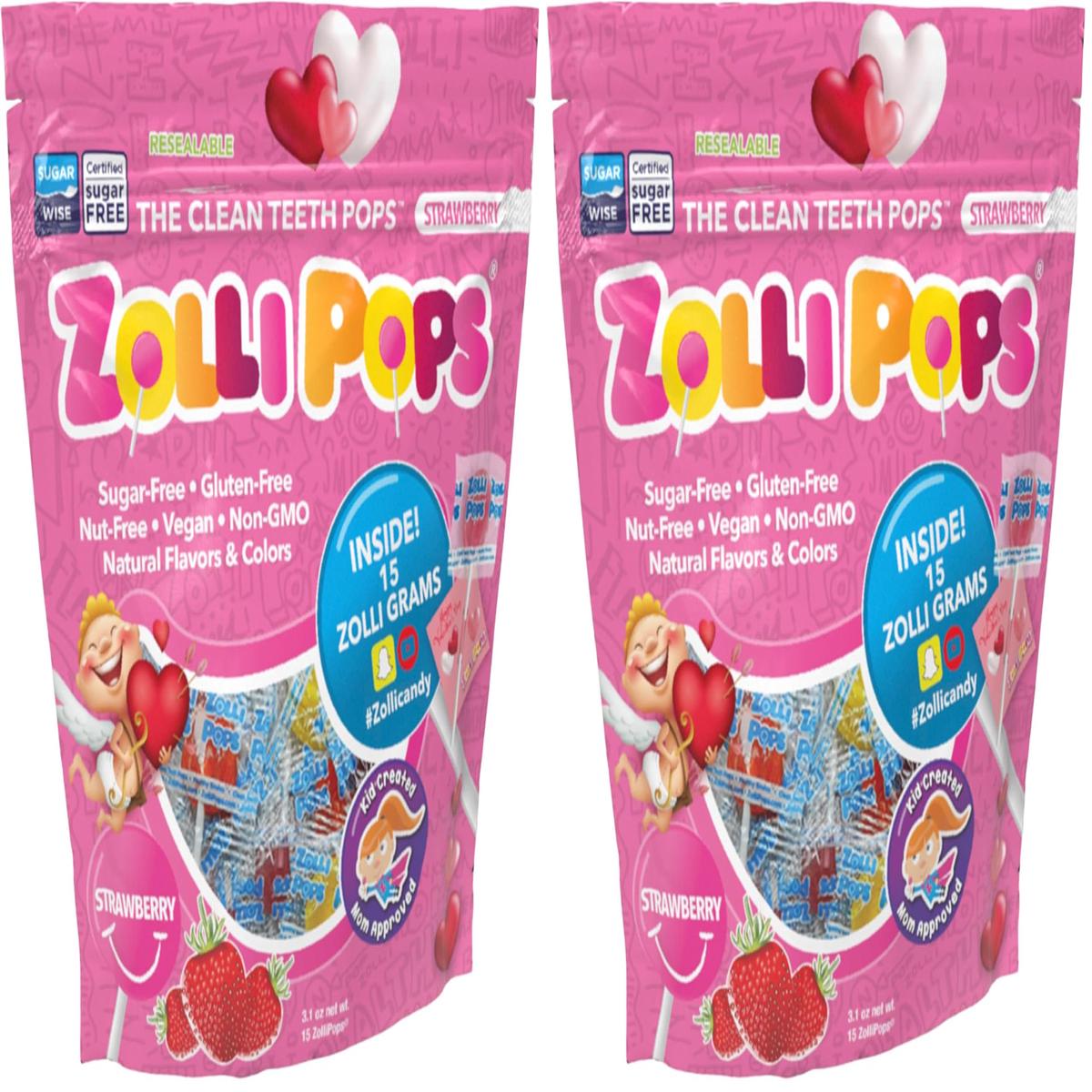Zollipops - Valentines Day Strawberry - Clean Teeth Lollipops | Anti-Cavity, Sugar-Free Candy For Healthy, Clean Teeth - Great