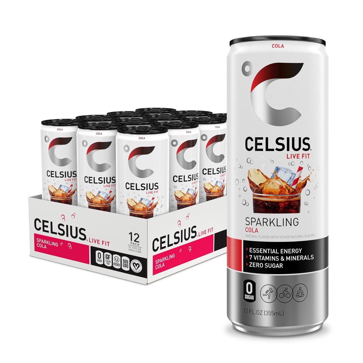 CELSIUS Sparkling Cola Energy Drink, Zero Sugar, 12 Fl Oz (Pack of 12), Model FGSS1207