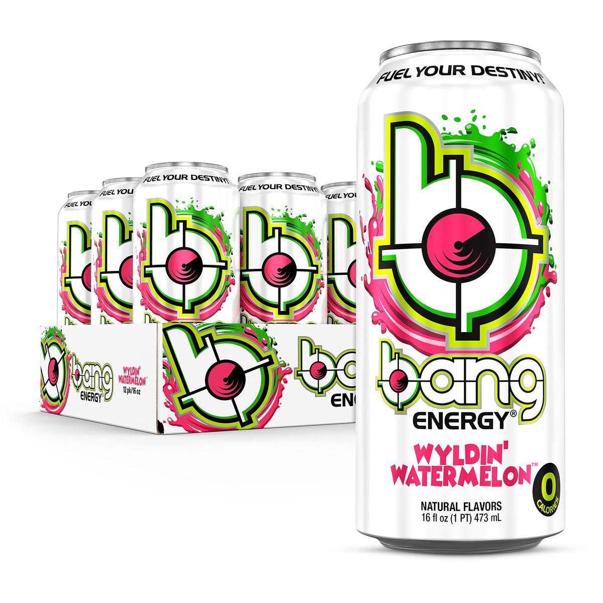 Bang Energy Wyldin Watermelon Sugar-Free Energy Drink, 16oz, Pack of 12 - Refreshing, Low-Calorie Boost for Active Lifestyles