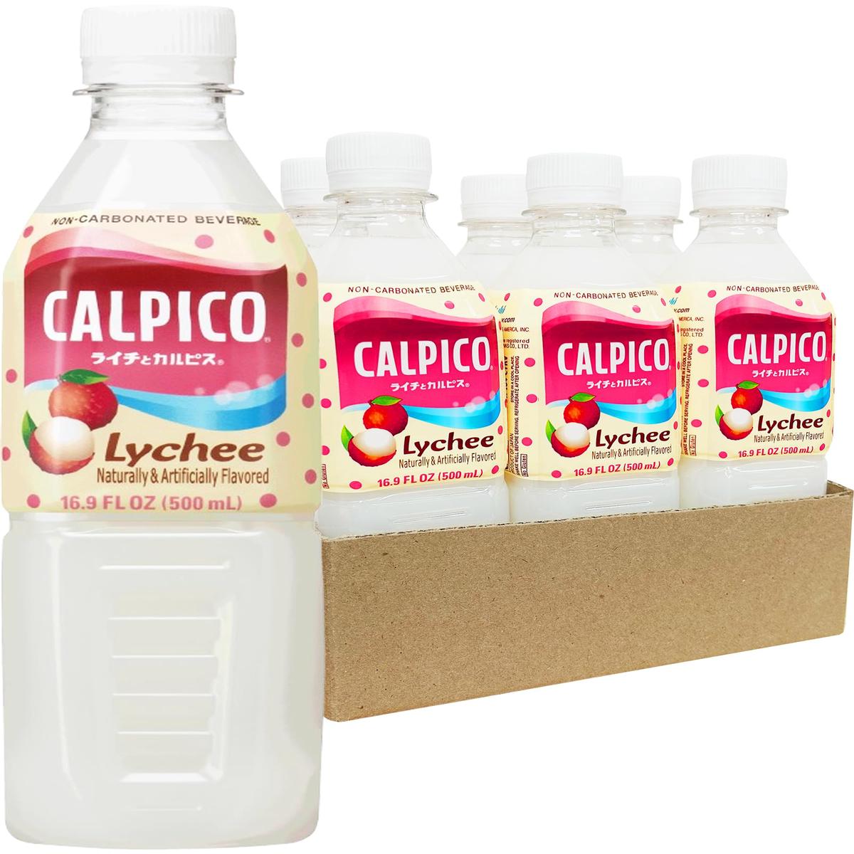 CALPICO Lychee - Smooth, Creamy & Refreshing Non-Carbonated Beverage, Sweet and Tangy, Japanese Lactic Acid Drink, 16.9 Fl oz (P