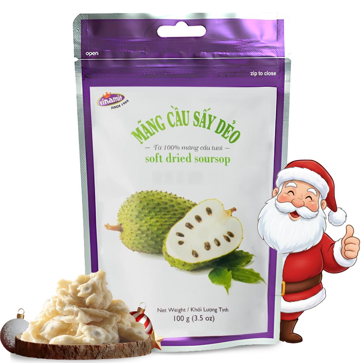 Vinamit Soft Dried Soursop | Soursop Fruit 3.5 oz bag | Natural Tropical Fruit Snack | Vegan, Gluten-Free, Non-GMO | High in Fib