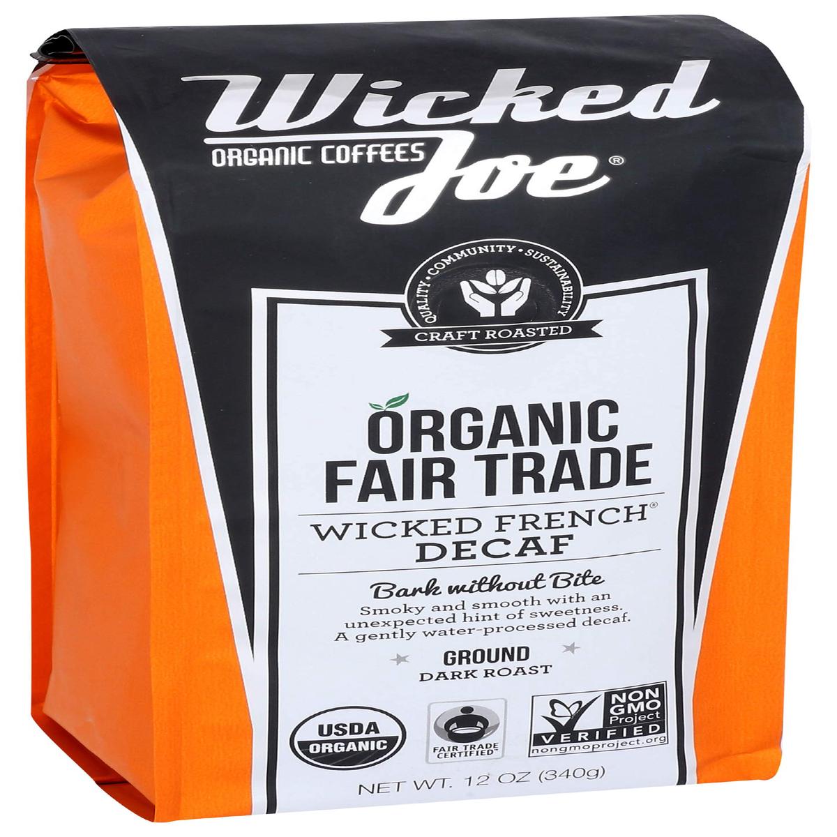Wicked Joe Organic Coffee French Decaf Ground, Coffee, 12 Oz