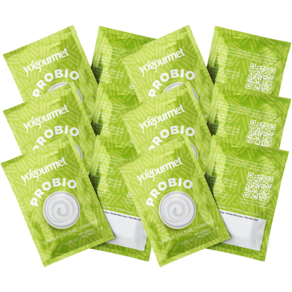 Yogourmet Yogurt Starter Culture with Probiotics - 12 Sachets - All Natural, Gluten Free, Kosher, Halal
