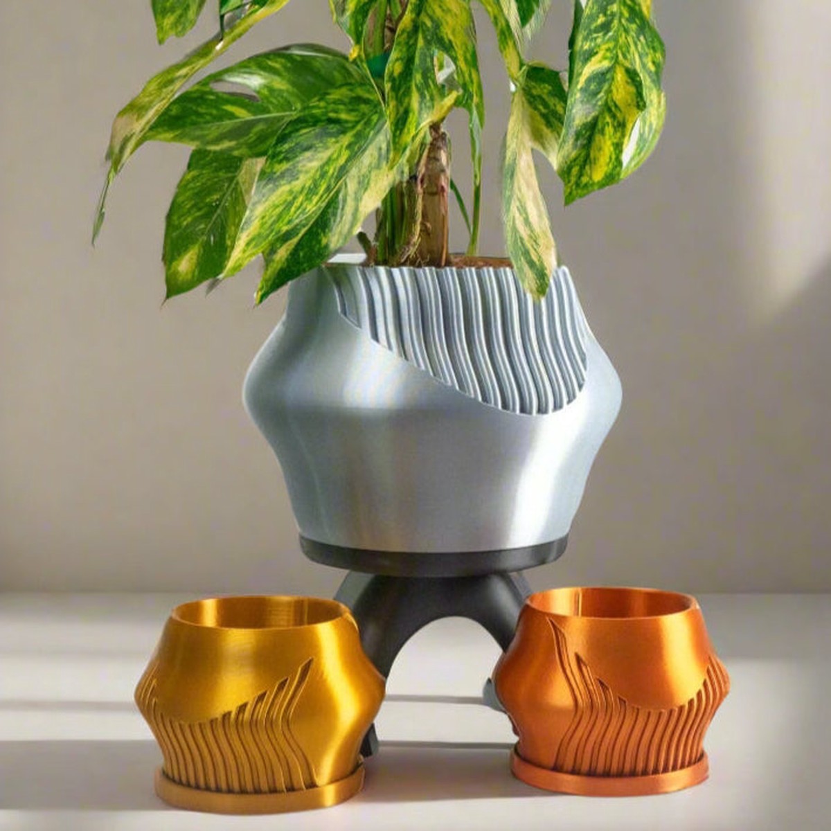 Rorqual Cascade Plant Pot With Drainage RainbowSmWithTray