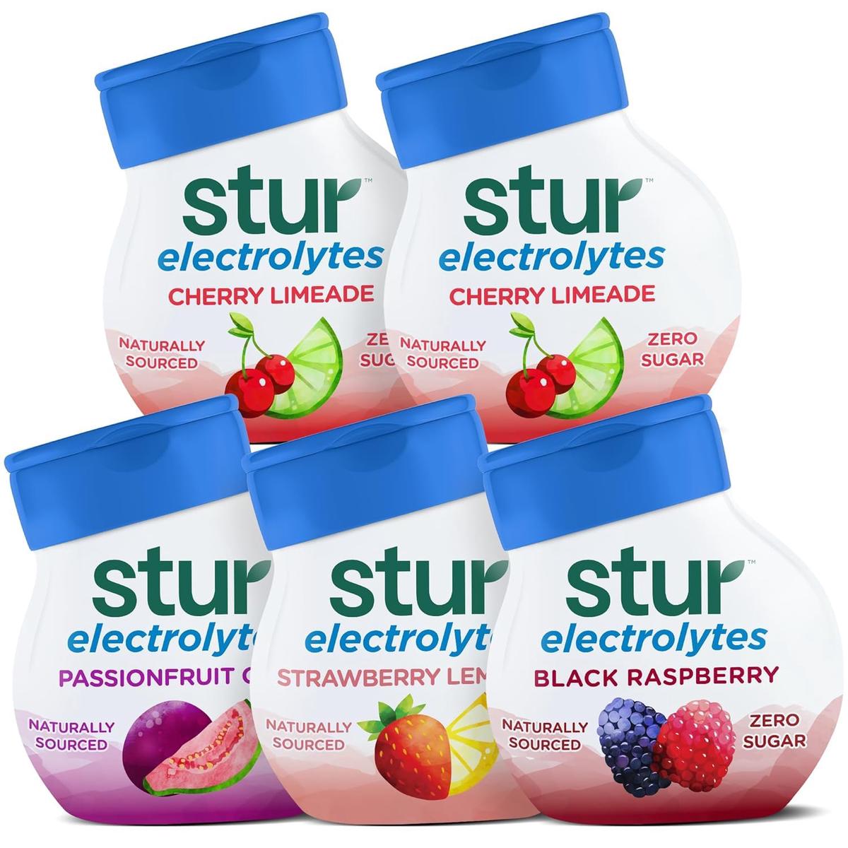 Stur Liquid Water Enhancer Electrolyte Variety Pack, Naturally Sweetened, Sugar Free, 1.62 Fl Oz (Pack of 5)