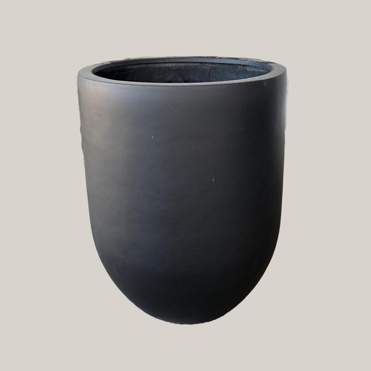 6P01T03 - Black Rounded Fiberglass Planter - 15" x 15"x 19" / Black