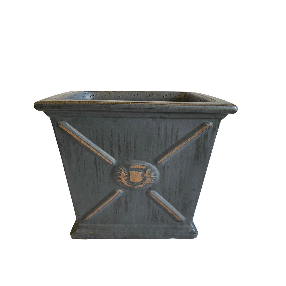 8652N67 8211 Antique Matte Black Antibes Square Ceramic Pot 8211 148221 x 148221 x 168221 Matte Black