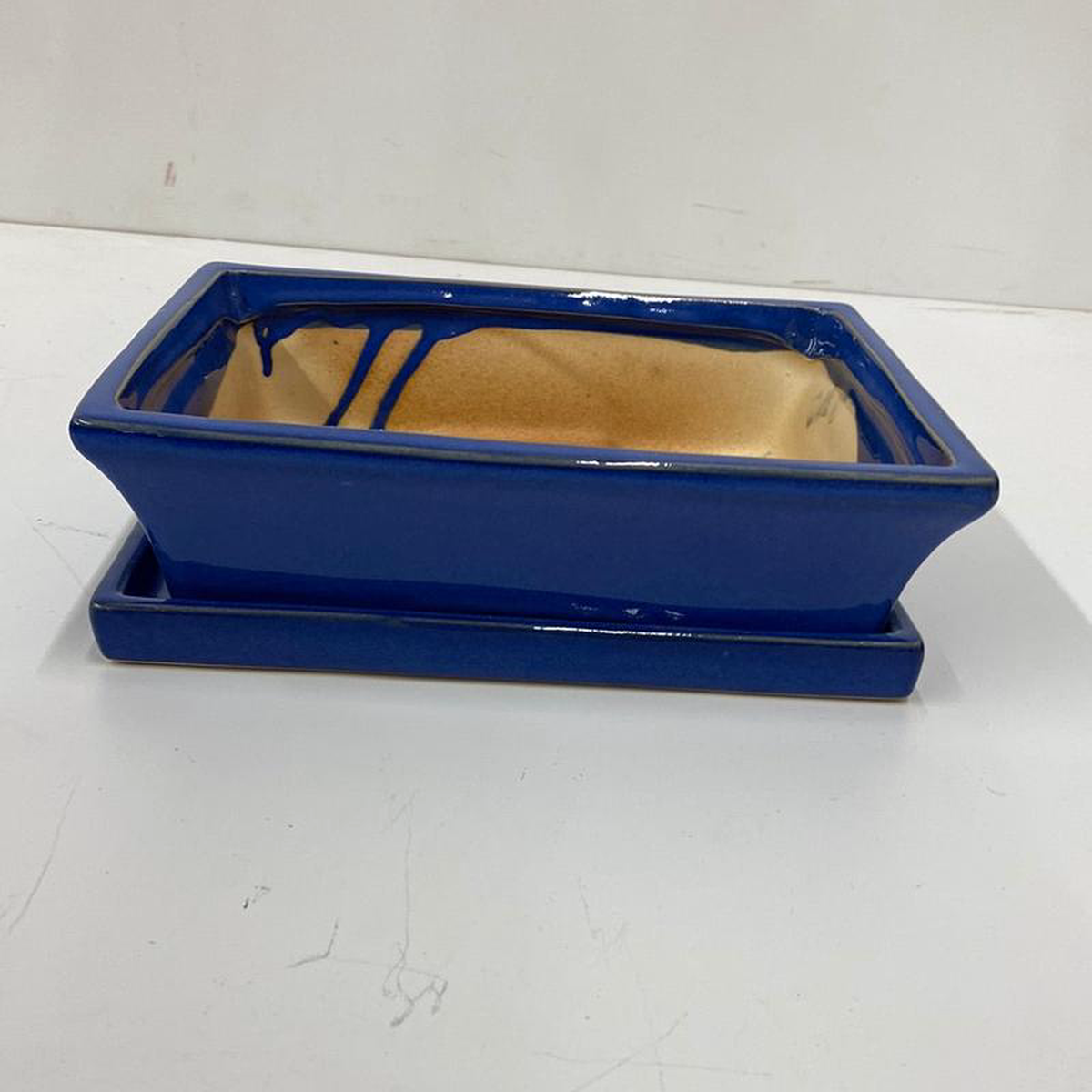108243 Bonsai Indoor Planter with Saucer Cobalt Blue