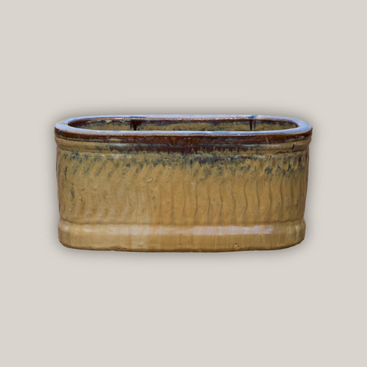8435N60 8211 CreamMix Brown Athena Wide Oval Ceramic Planter 8211 128221 x 248221 x 128221 CreamMix Brown
