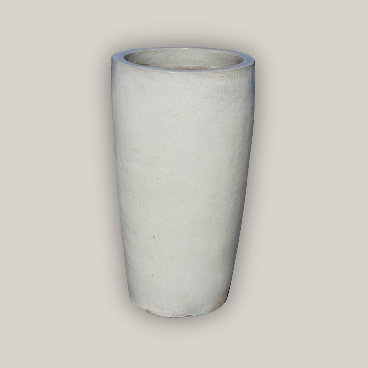 8464N12 - White Slim Round Ceramic Planter - 20" x 20" x 36" | White