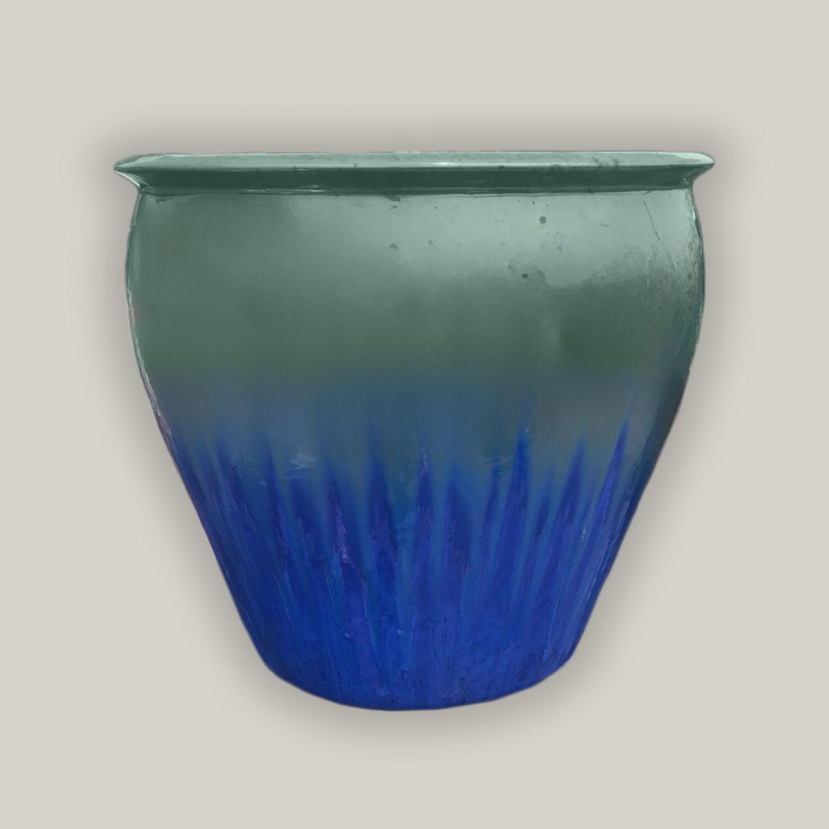 6004H52 - Turquoise/Blue Round Rim Tapered Planter - 30" x 30" x 25" | Turquoise/Blue | Ceramic