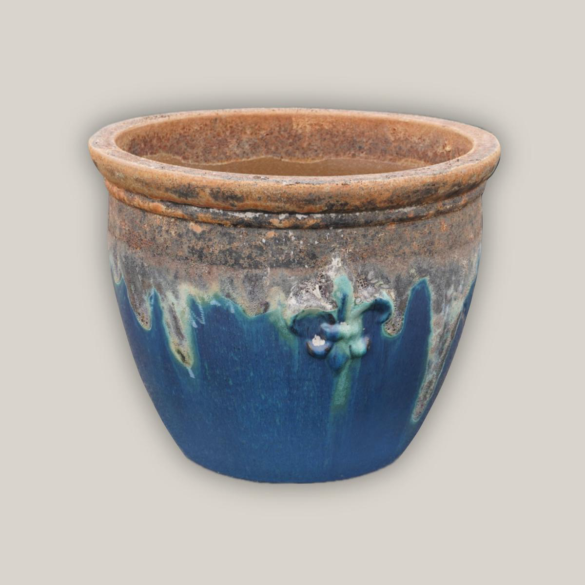 8455S43 8211 AngkorMarble Green Fleur de Lis Double Rim Ceramic Planter 8211 168221 x 168221 x 148221 AngkorMarble Green
