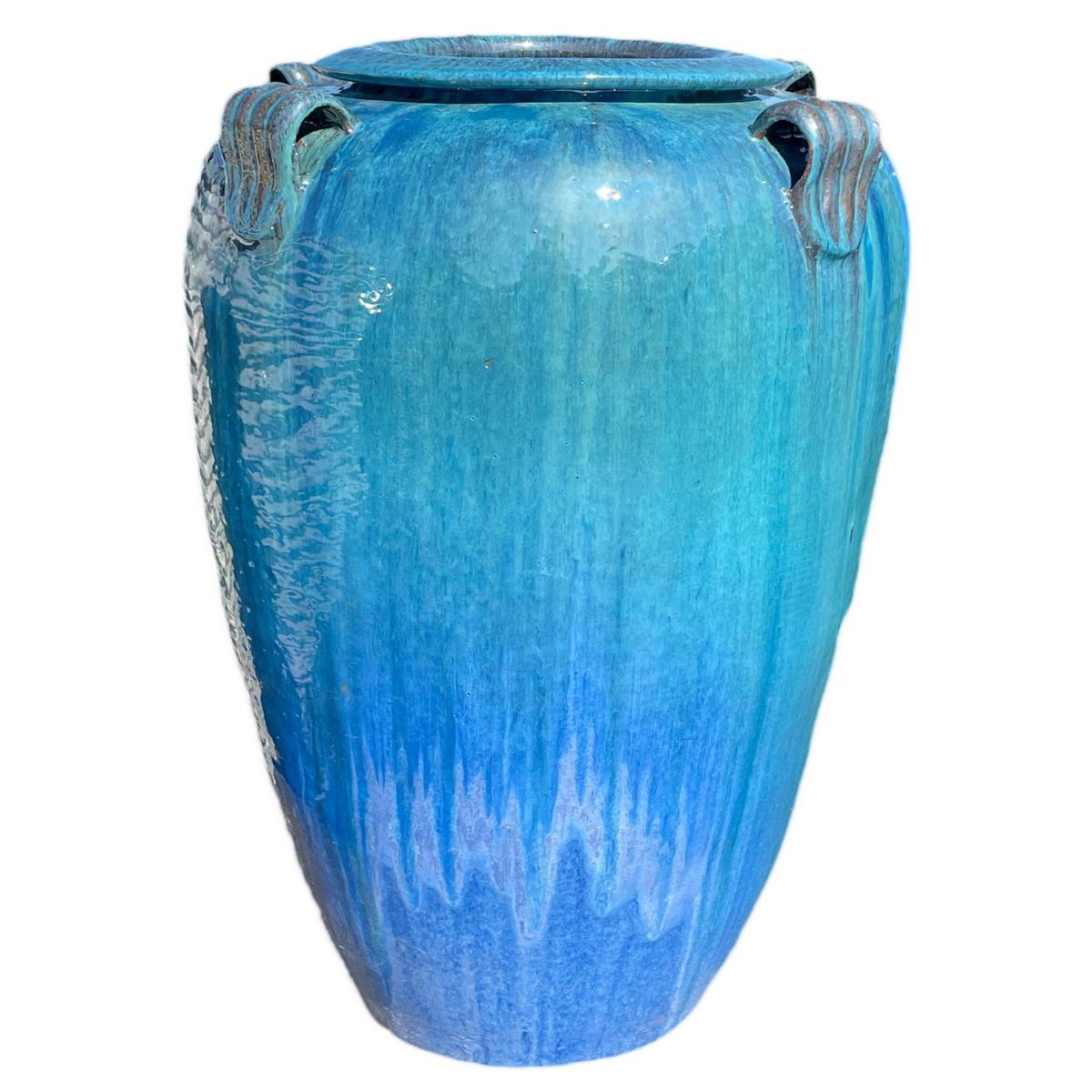 9840P37 8211 AquaBlue Ceramic Temple Jar With Handles 8211 208221 x 208221 x 368221