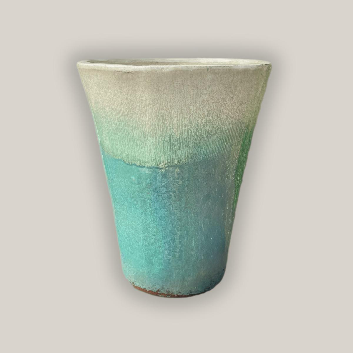 238M60 8211 Round Flared Ceramic Planter 8211 168221 x 168221 x 198221 CreamMarble Green
