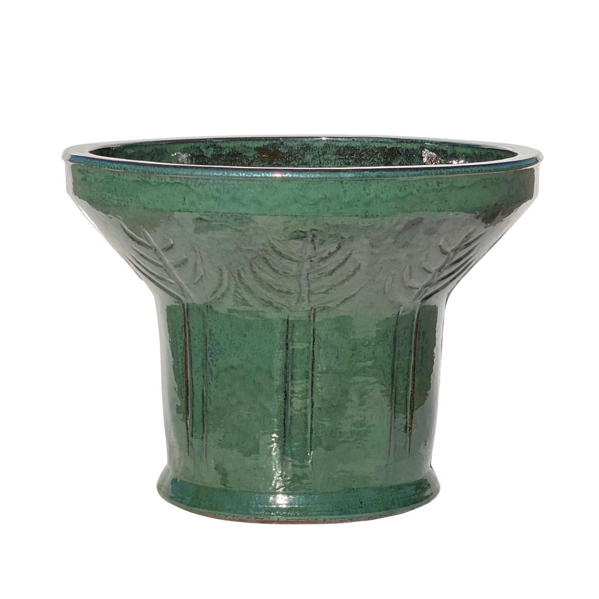 320L17 8211 Round Floral Ceramic Planter 8211 188221 x 188221 x 198221 Jade