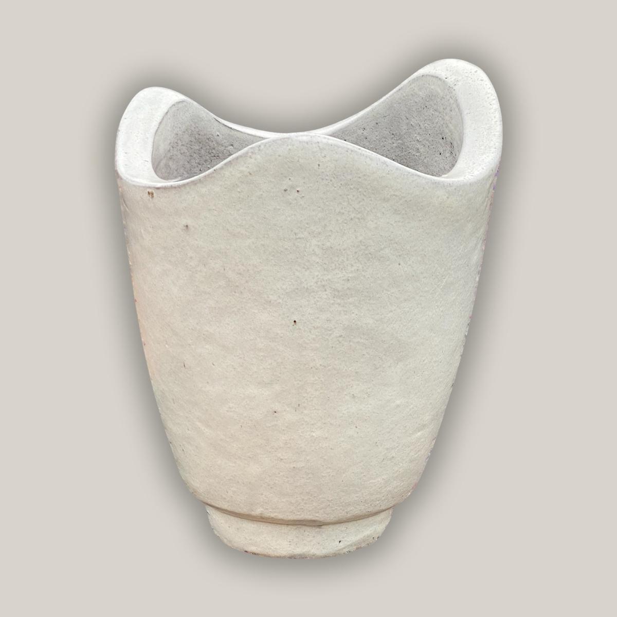 8956N12 - White Wavy Rim Ceramic Planter - 23" x 25"