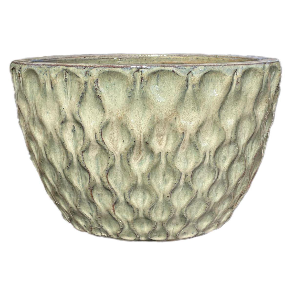 9780C18 8211 Gray Garden Ceramic Wavy Round Planter 8211 148221 x 148221 x 138221