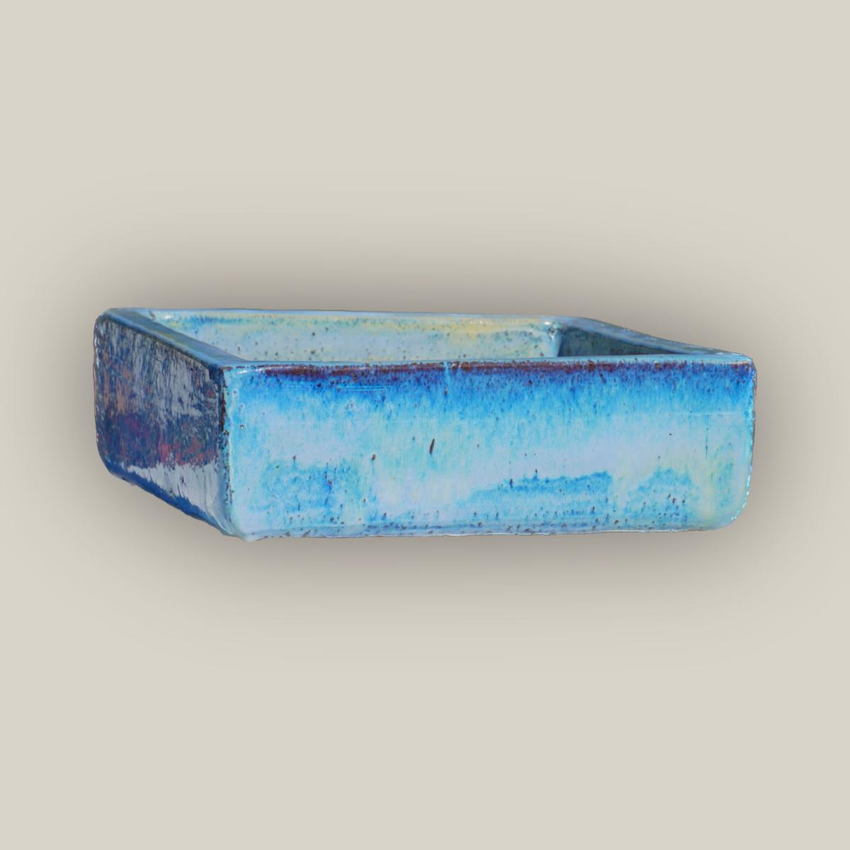 9788C45 - Ocean Blue Low Square Ceramic Planter - 19" x 19" x 4" | Ocean Blue