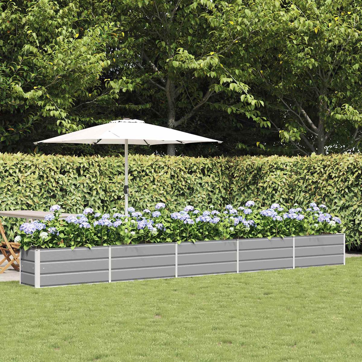 vidaXL Planter Light Grey 480 x 50 x 45 cm Galvanised Steel