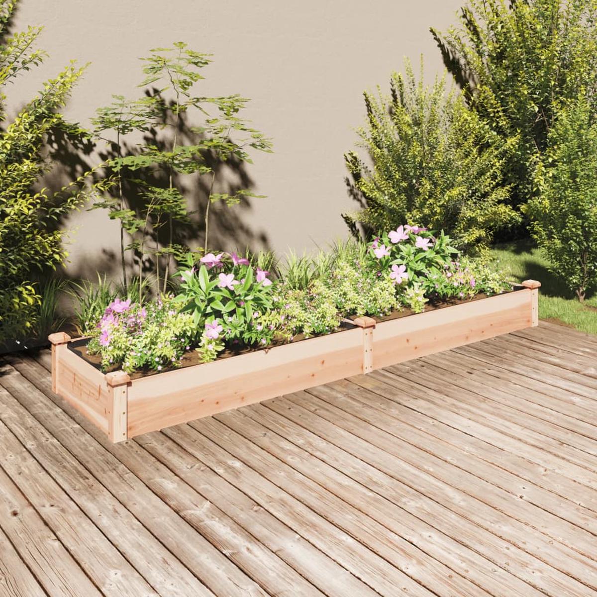 vidaXL Garden Raised Bed with Liner 240x60x25 cm Solid Wood Fir