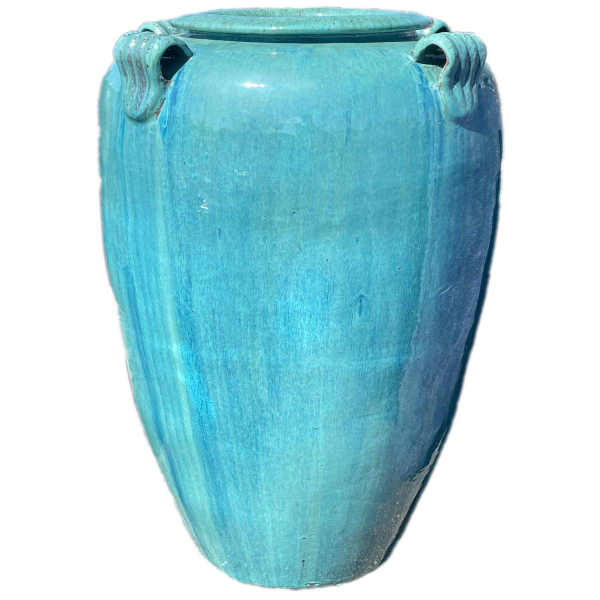 9840C3 8211 Aqua Ceramic Temple Jar With Handles 8211 248221 x 248221 x 458221 8211 Aqua
