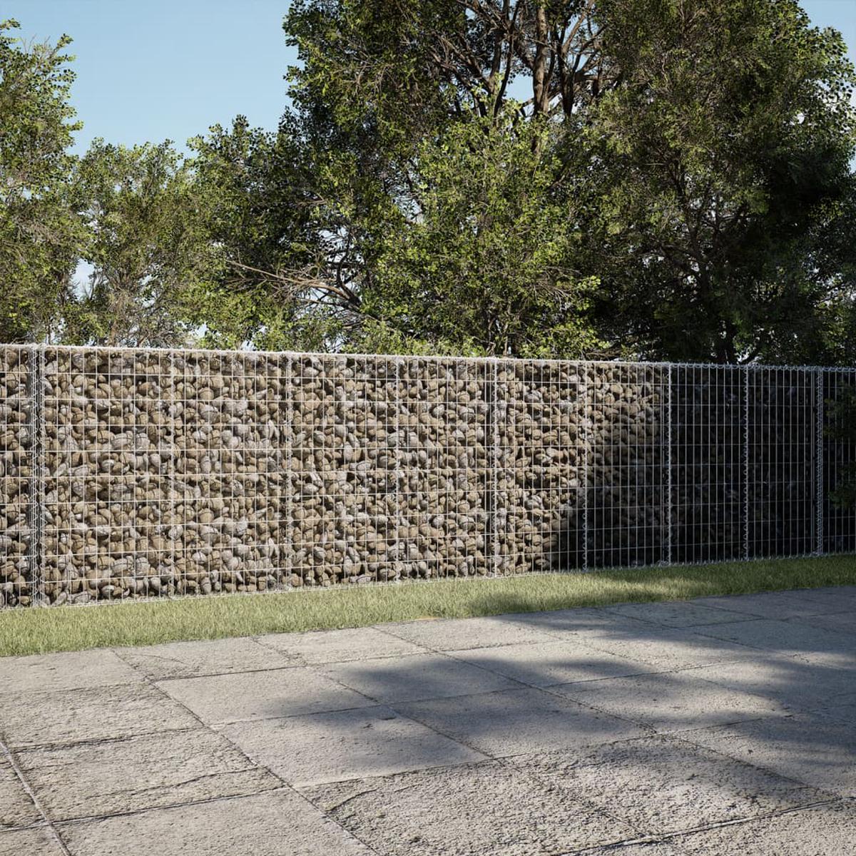 vidaXL Gabion Basket with Cover 400x50x100 cm Galvanised Iron