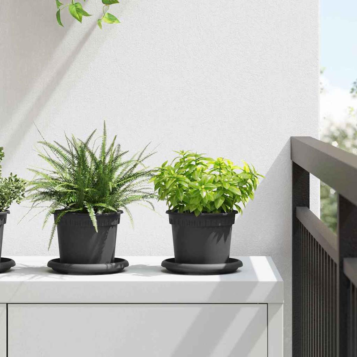 vidaXL Round Flower Pot 24 pcs Black  12.5 x 10 cm Plastic