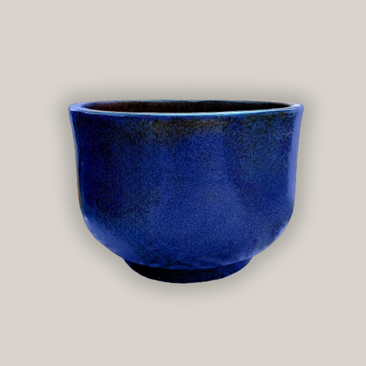 3043L15 - Dark Blue Contemporary Low Ceramic Bowl - 16" x 16" x 12"