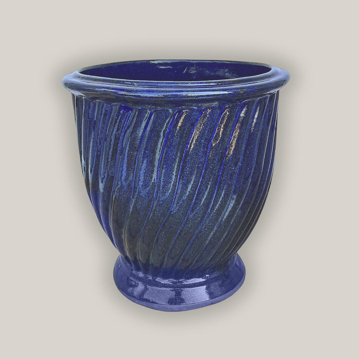 3080L15 8211 Dark Blue Ceramic Ridged Urn 8211 188221 x 188221 x 198221 Dark Blue