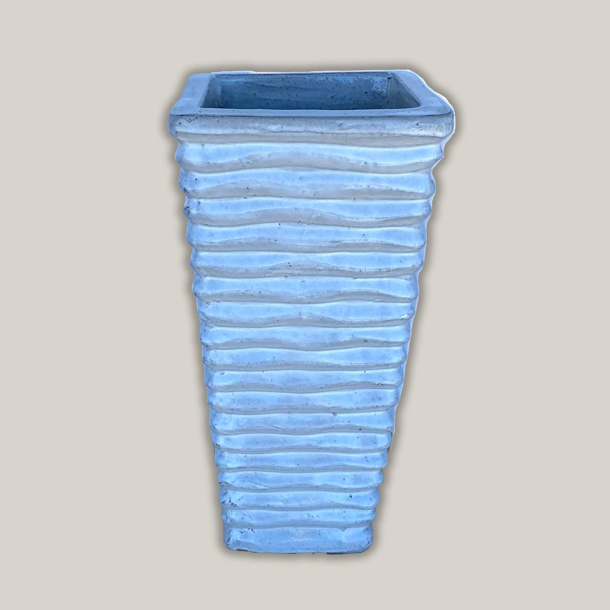 8096N12 - White Ripple Wedge Planter - 17" x 17" x 35"