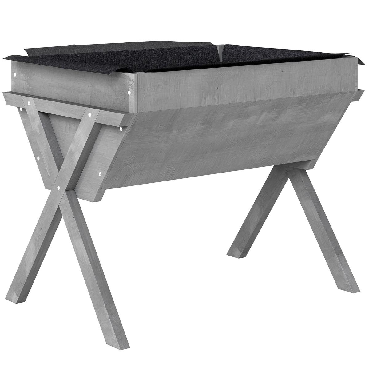 Wooden Raised Garden Planter Box With Legs And Liner For Outdoor Growing Light Grey