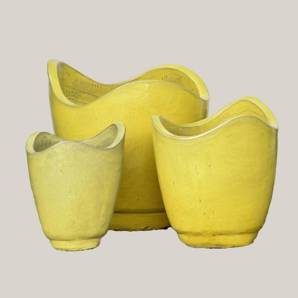 Yellow Wavy Rim Ceramic Planter 8211 138221 x 138221 x 178221 Yellow