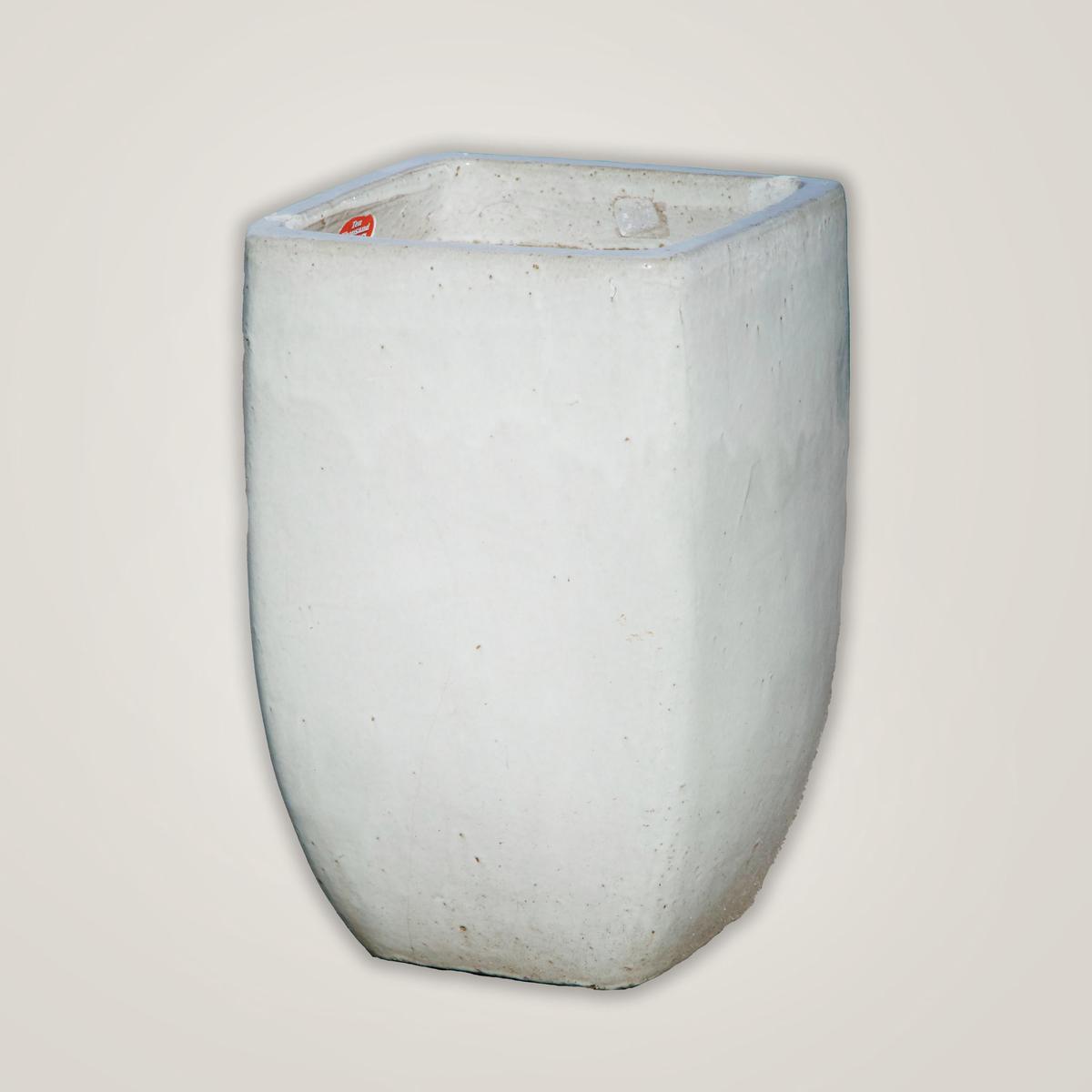 8107N12 - White Milan Rounded Edge Square Ceramic Pot - 20" x 20" x 29" | White